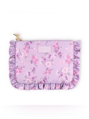 NWT LoveShackFancy x Target Yoobi Ruffle Pencil Case Pouch Purple Hibiscus